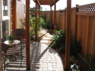 Shade structure, path, and patio