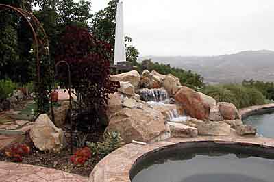 Native plants accent the swimming pool